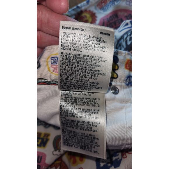 Wrangler Free People Cowgirl Heaven Wide Barrel Leg Jeans Retro Pop Art sz 28x28 - Picture 10 of 15